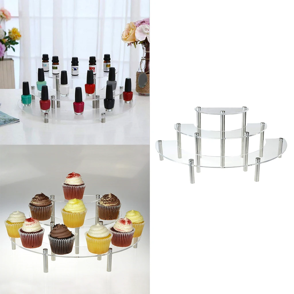 Acrylic Display Stand for Pops Figures,3 Step Display Riser Shelf for Cupcake Dessert Product 15.75x6.30x4.72inch.