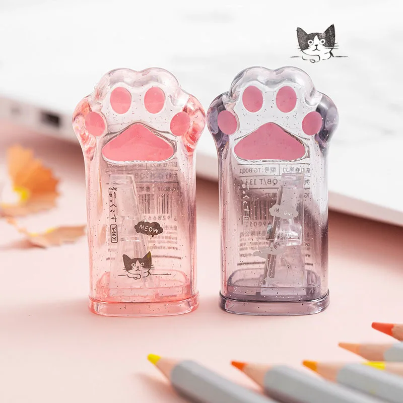 School Office Supplies Lytwtw's Pencil Sharpener 1 Pieces Cute Cat Paw Creative Stationery pencil sharpener