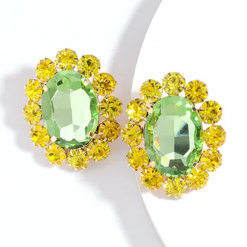 

LUBOV Luxury Designer Earrings Oval Square Alloy Inlaid Geometric Stud Earings Fashion Jewelry Boucles D Oreille Femme