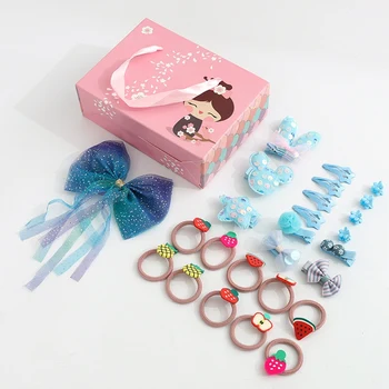 

Tie Hair Rubber Band Girl Headdress Hairpin Clip Cute Girl Child Hairpin Headdress Gift Set D