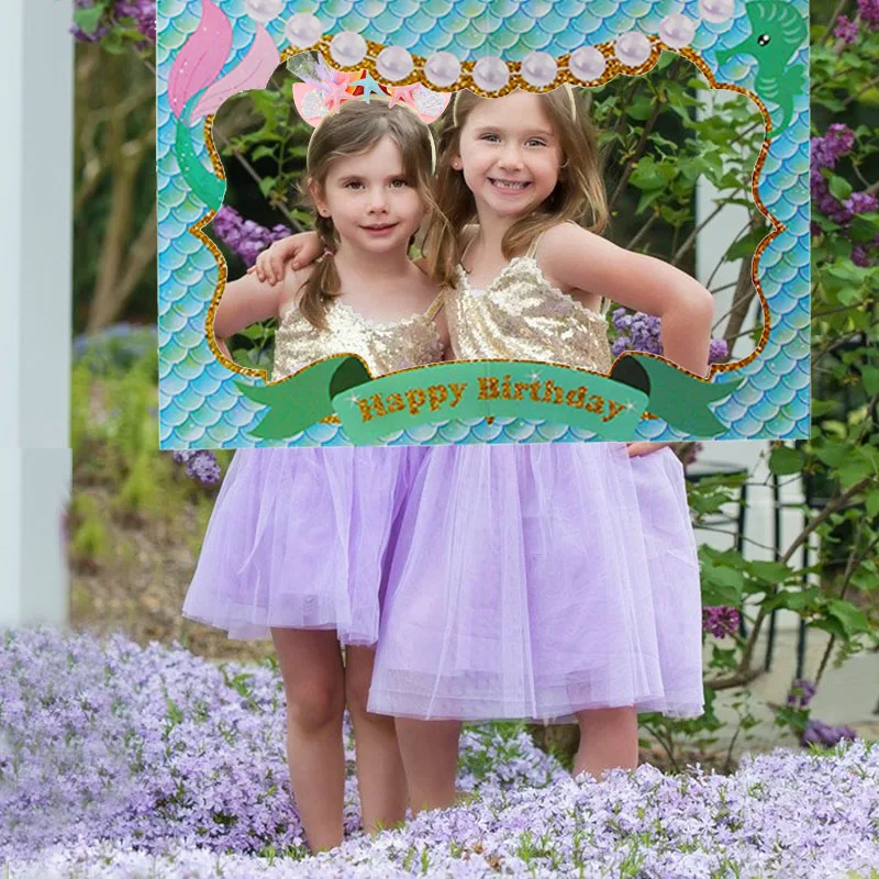 68*48 см русалка вечерние бумажные фотостудии Реквизит baby shower girl party decoration фоторамка под морем 1-й день рождения