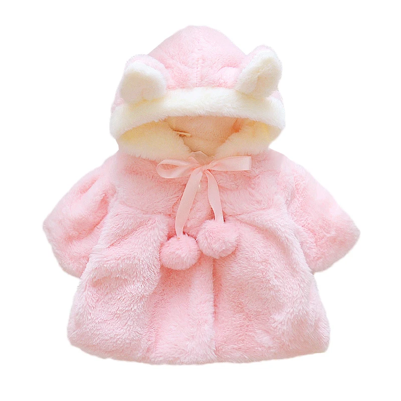 Bébé fille vêtements mignon oreilles de lapin en peluche princesse filles manteau automne hiver chaud à capuche infantile veste enfants noël vêtements d'extérieur