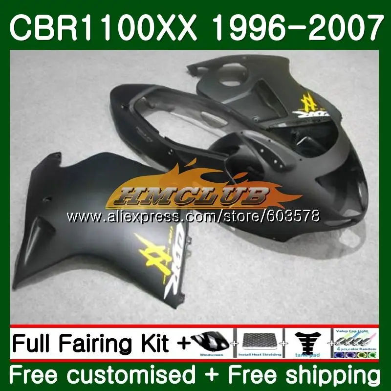 Дрозда для HONDA CBR1100XX 96 97 98 99 00 01 матовый черный 85CL. 75 CBR1100 XX 1996 2007 CBR 1100XX 02 03 04 05 06 07 обтекатели