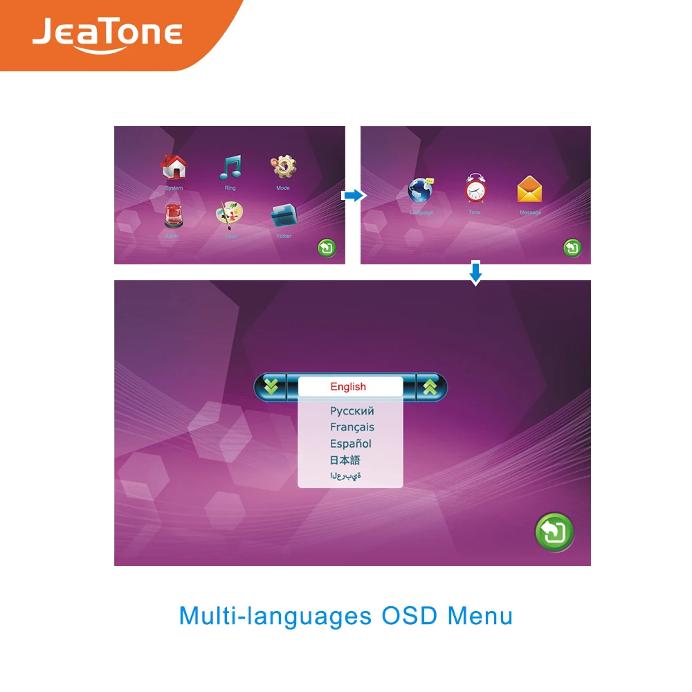 JeaTone 1200TVL Wireless Door Bell 1.3MP Front Door Camera Video Monitoring Unlocking Talking Intercom System Doorphone