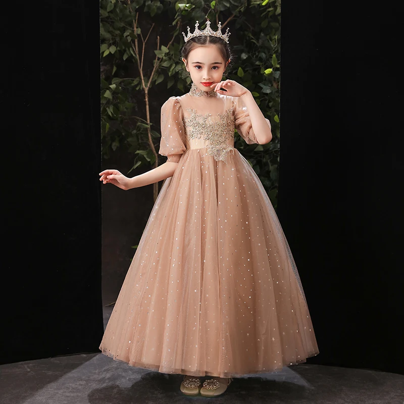 Luxury Flower Girls Dresses Princess Elegant Lace Sequined Ball Gown