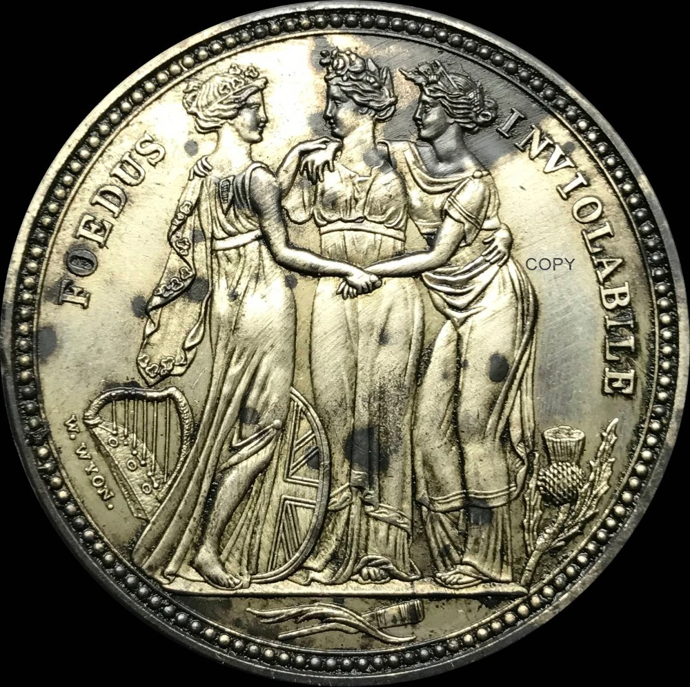 1817 три грации шаблон Корона W Йон латунированная Серебряная имитация монеты