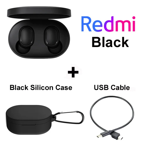 Xiaomi Redmi Airdots, оригинальные беспроводные наушники Xiaomi, TWS, глобальная версия, голосовые Bluetooth 5,0, шумоподавление с микрофоном - Цвет: Add cable case black