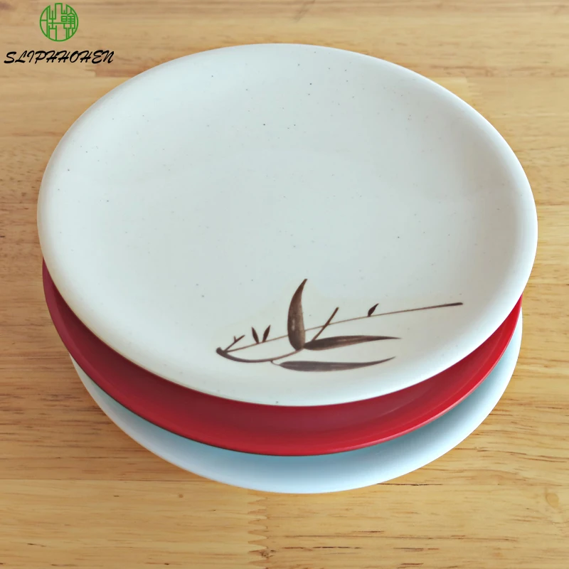 A5 Melamine Sushi Plate 6 Inch White Round Dish Imitation Porcelain Flat Plate Restaurant Tableware Salmon