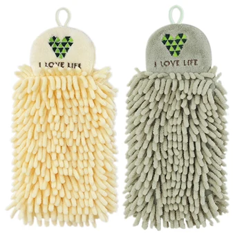 

2Pcs Kitchen Hanging Towels Set Chenille Hand Face Wipe Towels Bathroom Washcloths
