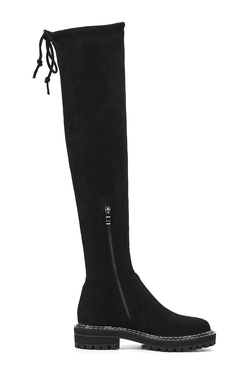 FEDONAS/тонкие женские Сапоги выше колена из флока; зимние теплые пикантные сапоги для верховой езды на высоком каблуке; обувь для ночного клуба; женские высокие сапоги