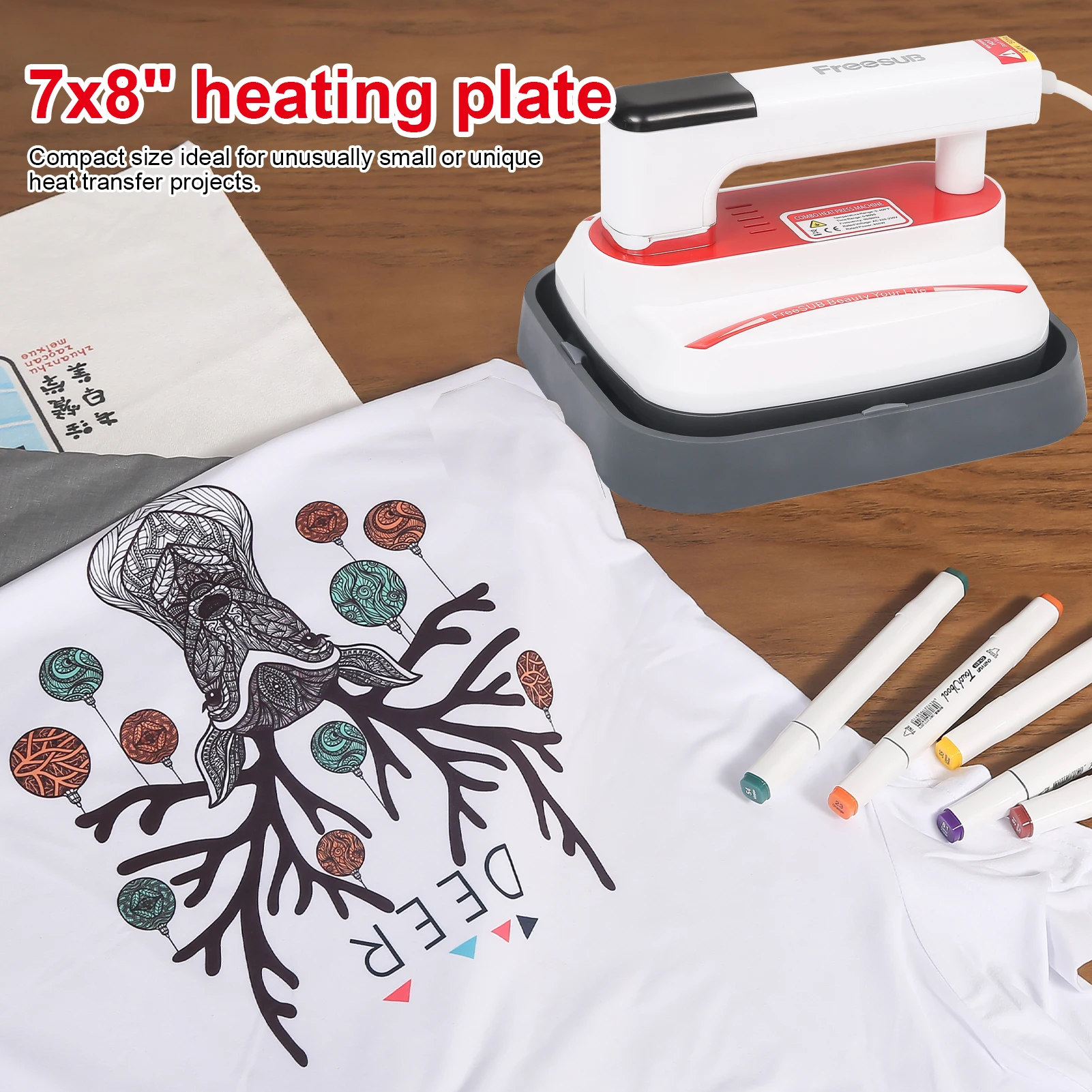 Mini Heat Press Machine T-Shirt Printing Easy Heating Transfer Press Iron  Machines for Clothes Bags Hats Pads Blanket Phone Case - AliExpress