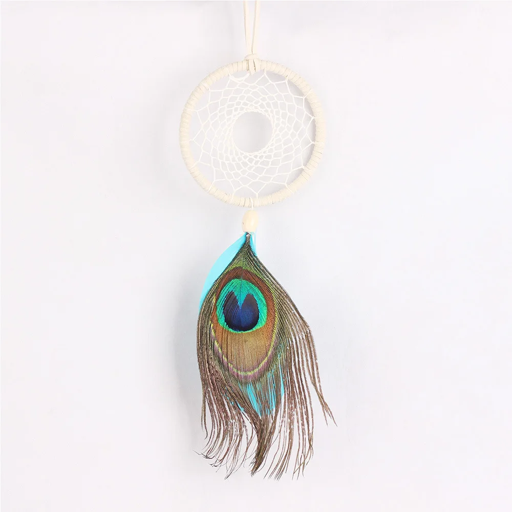 Peacock Pattern Feather Dream Catcher Feather Hanging Handmade Ornaments Home 