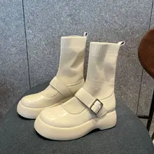 

Spring/Autumn Women Boots Brand Fashion Buckle Sock Boots Breathable Women High Top Shoes Platform Martin Boots Botas De Mujer