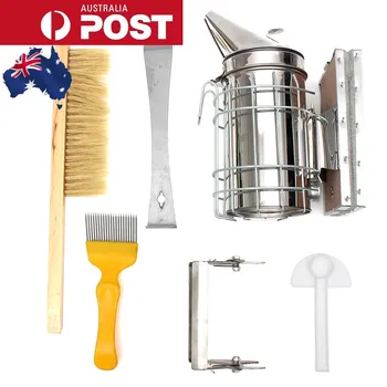 

6Pcs Stainless Steel Manual Bee Smoke Transmitter Kit Beekeeping Tool Apiculture Beekeeping Tool Bee Smoker Smoke Sprayer