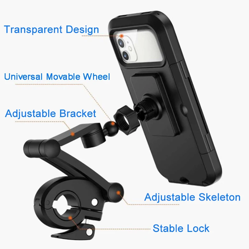 Bike Phone Holder Waterproof Motorcycle Phone Holder with TPU Touch Screen 360° Universal  Bicycle Mobile Mount for iPhone mobile phone stand for desk