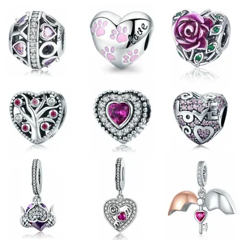 

Purple love combination Diy accessories spacer beads for jewelry making Fit charms pandora bracelet silver 925 original