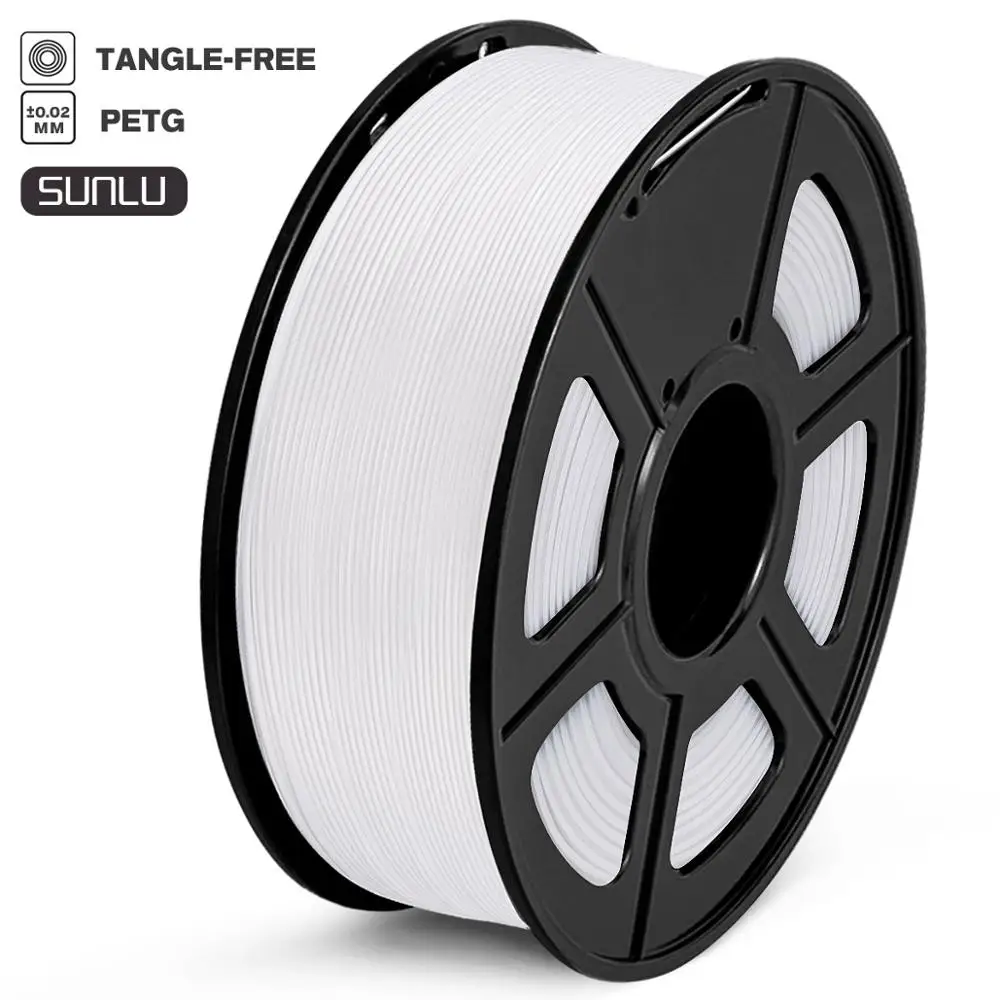 PETG-filamento de impresora 3D, 100% de alta resistencia sin burbujas, Material de impresión, Color blanco, 1kg, 1,75mm de tolerancia +/-0,02mm, rollo de 320m