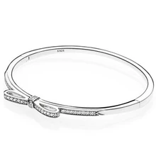 Высококачественный сверкающий бант из стерлингового серебра 925 пробы с кубическим цирконием браслет подходит для женщин Шарм из бисера модные ювелирные изделия