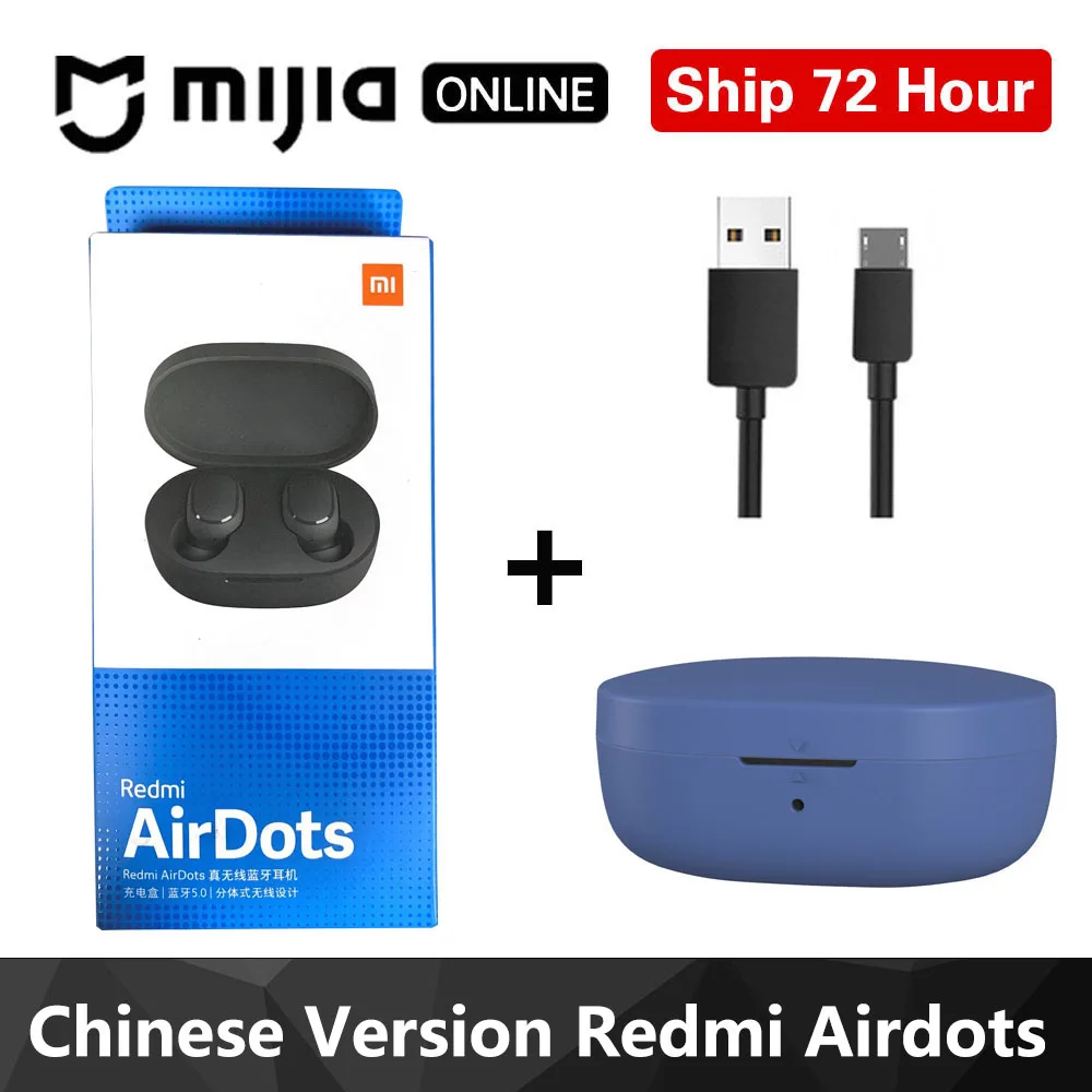 Xiaomi Redmi Airdots TWS Bluetooth 5,0 наушники стерео беспроводные активные шумоподавления с микрофоном свободные Наушники управление AI - Цвет: Royal Blue Case