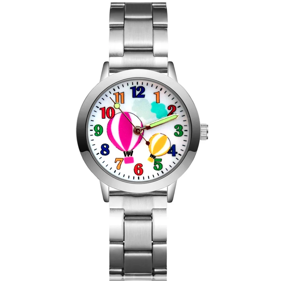 Cartoon Pretty cute Hot Air Balloon Style Children's Women Student Girls Boys Quartz Metal Steel Wrist Watches Clock JA199 | Наручные