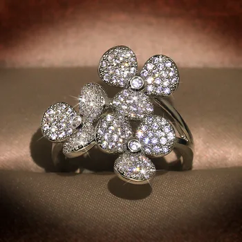 

S925 Sterling Silver Ring for Women Diamond Resizable Fine Jewelry for Luxury Christmas Cute Diamond Engagement 925 Silver Women