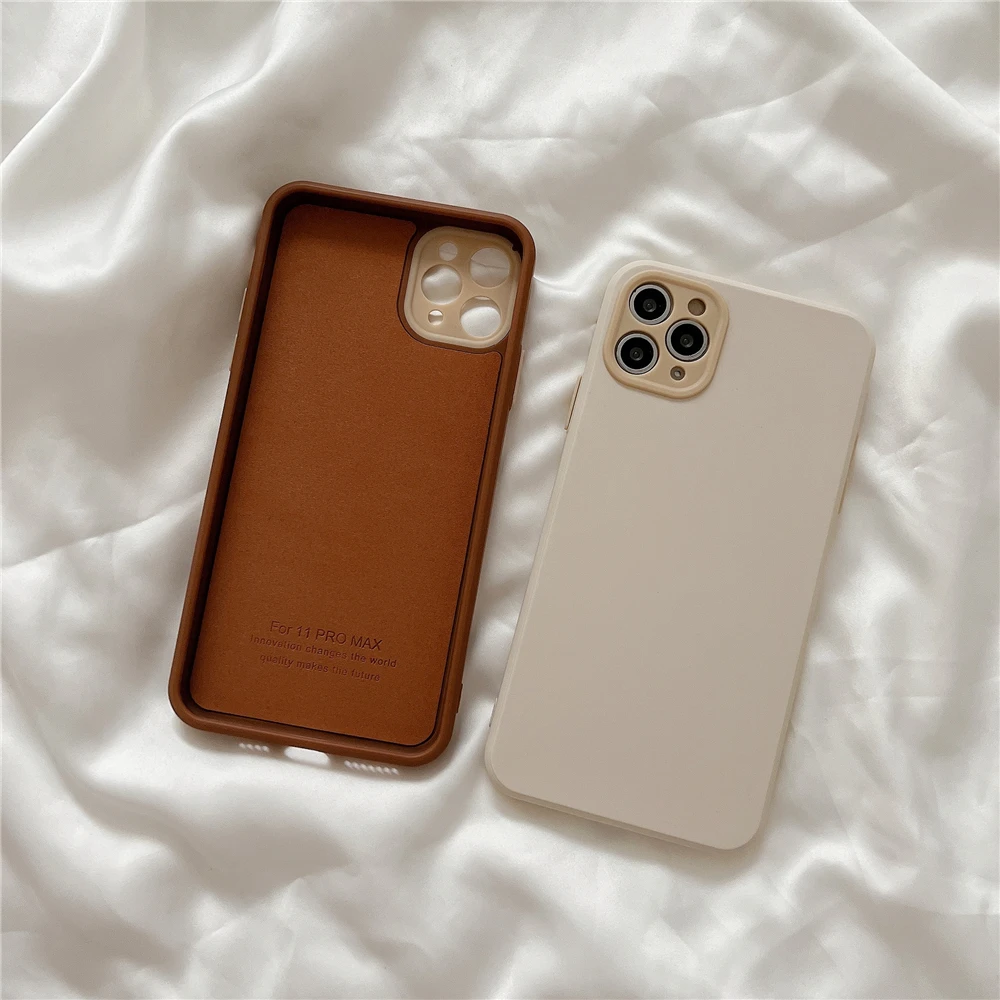 Brown Beige Solid Color Phone Case For iPhone 12 Pro Max 11 13 Pro Max XS Max XR X 8 7 Plus SE 20 Matte Elegant Shockproof Cover iphone 13 pro max leather case