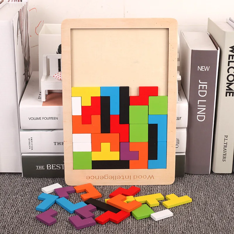 

Wooden Tetris Baby 3-9 Years Old Early Education Toys Puzzle Color Game Building Blocks Desktop Leisure Toy