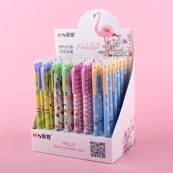 

48 pcs/lot Creative Flamingo Mechanical Pencil Creative Automatic Pen stationery gift School Office writing Supplies