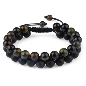 

Chanfar Natural Stone Elastic Round Bead Buddha Adjustable Bracelets Men Women Jewelry
