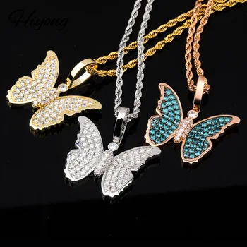 

Hiyong Butterfly Cubic Zircon Necklaces Bling Hip Hop With Pendant Choker Fashion Chain Necklace Rock Jewelry For Men Women Gift