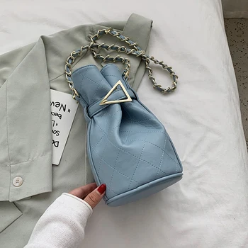 

Small Chain PU Leather Bucket Bags For Women 2020 Elegant Solid Color Shoulder Handbags Female Travel Fashion Cross Body Bag