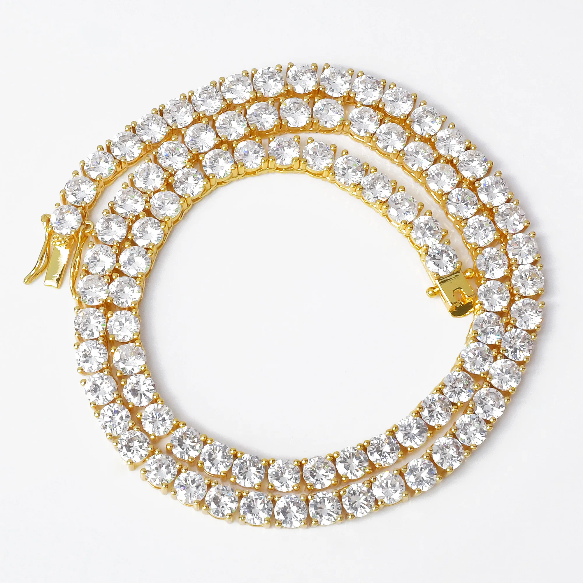 Tennis Chain Men Necklace Real Gold Plated Hip Hop Rock Street Jewelry Iced Out Charms Items Christmas cuban necklaces fashion necklace metal necklace statement necklace pendant necklace sterling chain necklace
