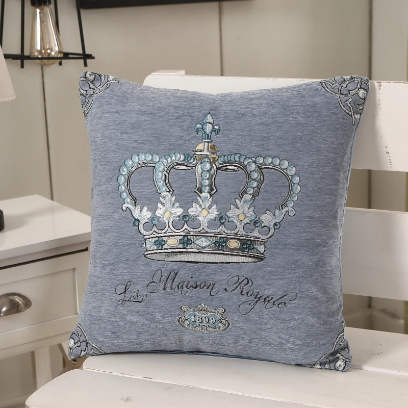 crown gray Наволочка из шенилла Чехол Наволочка декоративные подушки Чехол жаккардовые европейские Стиль размером 45*45, 55x55 зонт для детского кресла диван автомобиля домашний Текстильный - Цвет: crown gray
