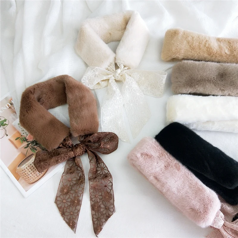 

2020 Autumn And Winter New Products Ladies Faux Rex Rabbit Fur Scarf Bib Set
