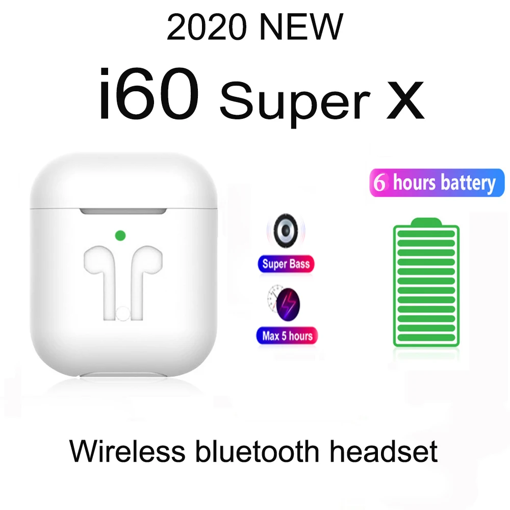 Новинка 2021 Беспроводная Bluetooth гарнитура i60 Super X для Apple Android Samsung Xiaomi Huawei PK air 12 20 pro
