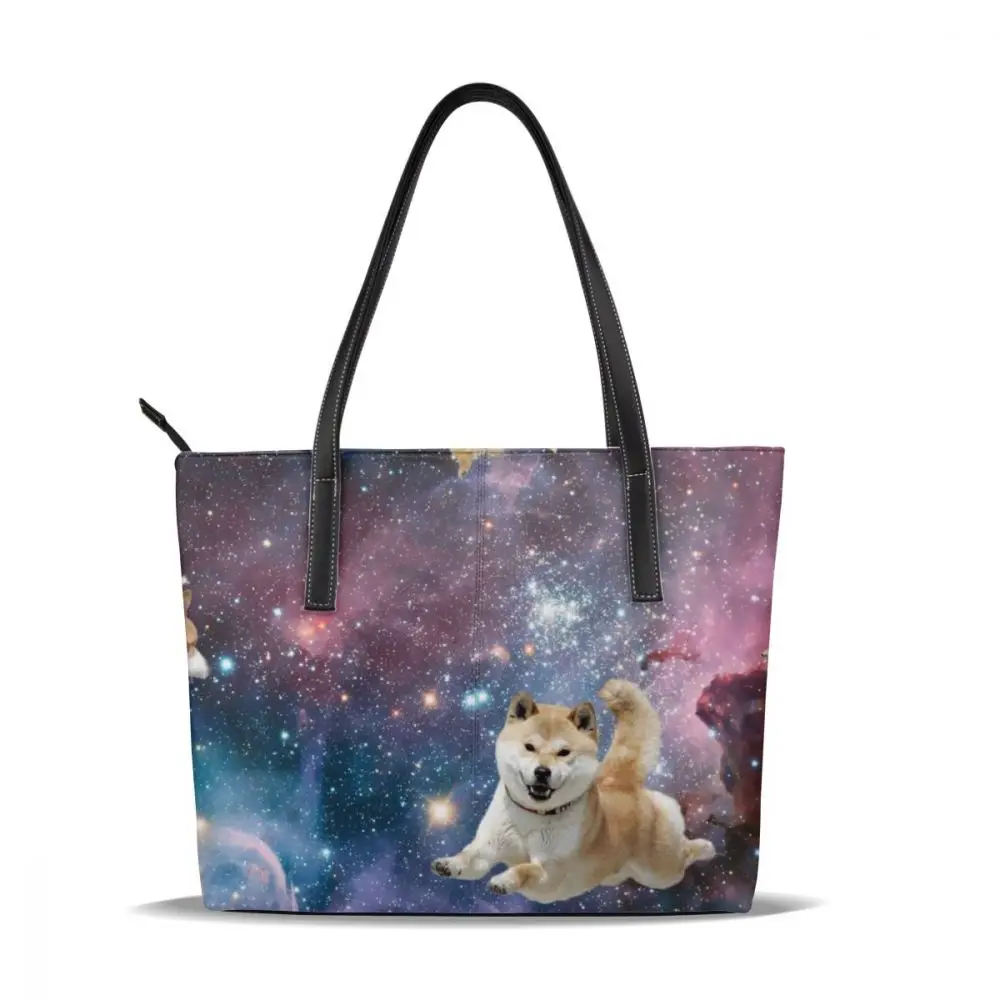 Сумка shba Inu, сумки с верхней ручкой, модные женские кожаные сумки, женские сумки для покупок - Color: Galaxy Dogs