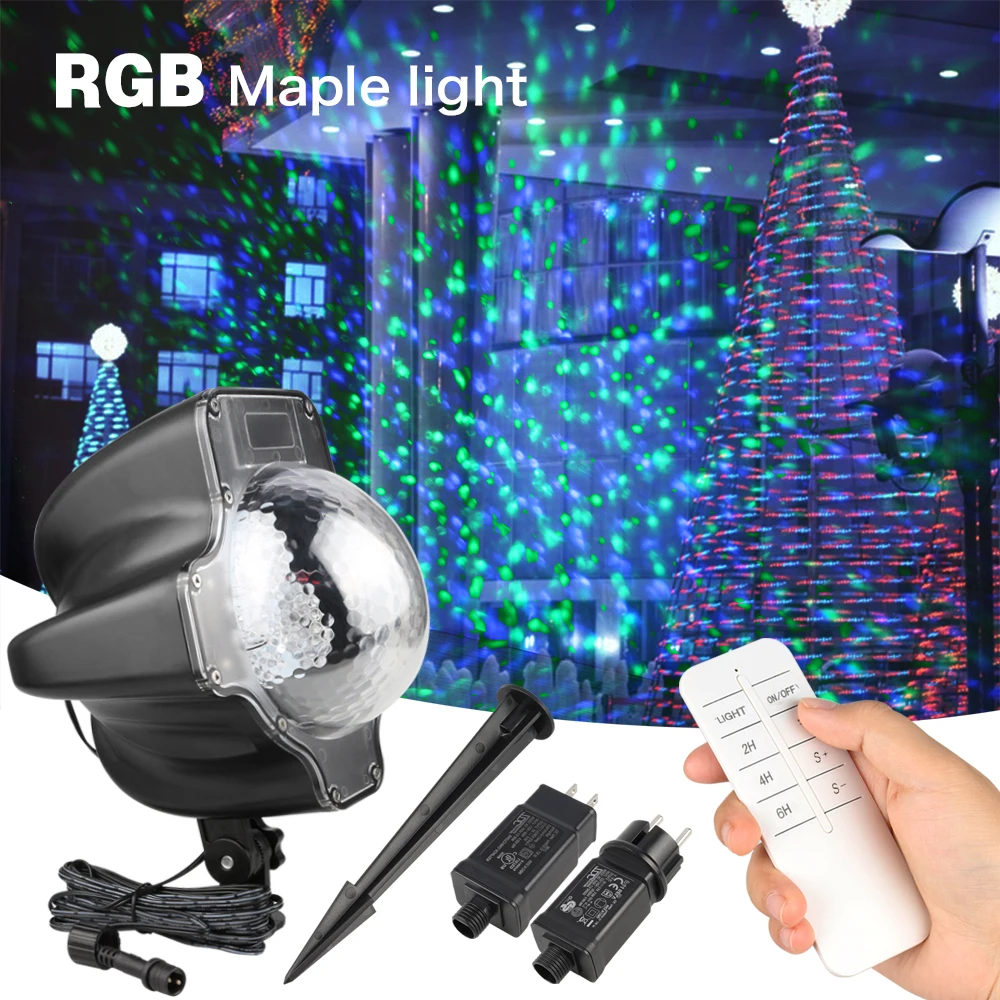 

LED Projector Lights RGB Maple Leaf Effect Stage Light Christmas Snowfall Laser Projector Light Waterproof Lamp for Party Decor