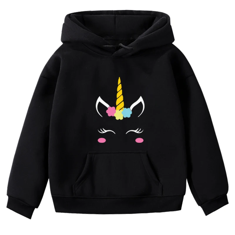 Hoodies 2 Зимние и осенние модные детские толстовки с капюшоном с принтом аниме детские забавные толстовки для мальчиков и девочек пуловеры с изображением единорога, топы - Цвет: Hoodies 2