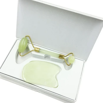 

Jade Roller and Gua Sha Set for Beautiful Skin Detox - Facial Body Eyes Neck Massager Tool with Gift Box