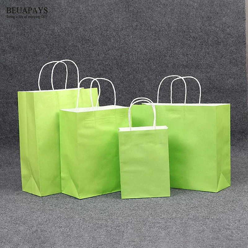 50pcs Handbag Customized Creative Clothing Gift Bag baby shower wedding christmas Milk Tea Packing Bag White Kraft Paper Bags