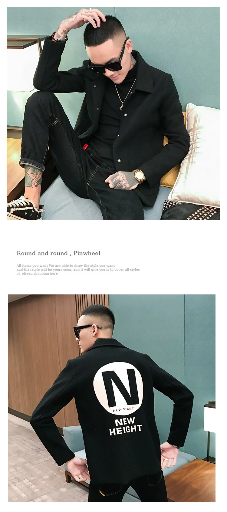 Зимняя новая мужская шерстяная куртка модная однотонная повседневная с буквенным принтом шерстяная куртка уличная универсальная теплая британская ветровка