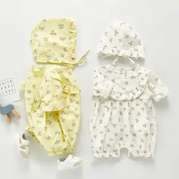 

Autumn Floral Baby Girl Romper Children Clothing Cute Baby Onesie Jumpsuit Newborn Long Sleeve Romper With Hat