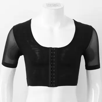 

iEFiEL Mens Deep U Neck Shapewear Gynecomastia Shaper Slimming Chest Corset Posture Compression Body Building Sleeveless Tops
