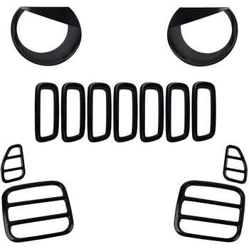 

13 PCS Tail Light Covers & Front Mesh Grille Grill Inserts & Headlight Trim Decoration Kit for Jeep Renegade 2015-2018