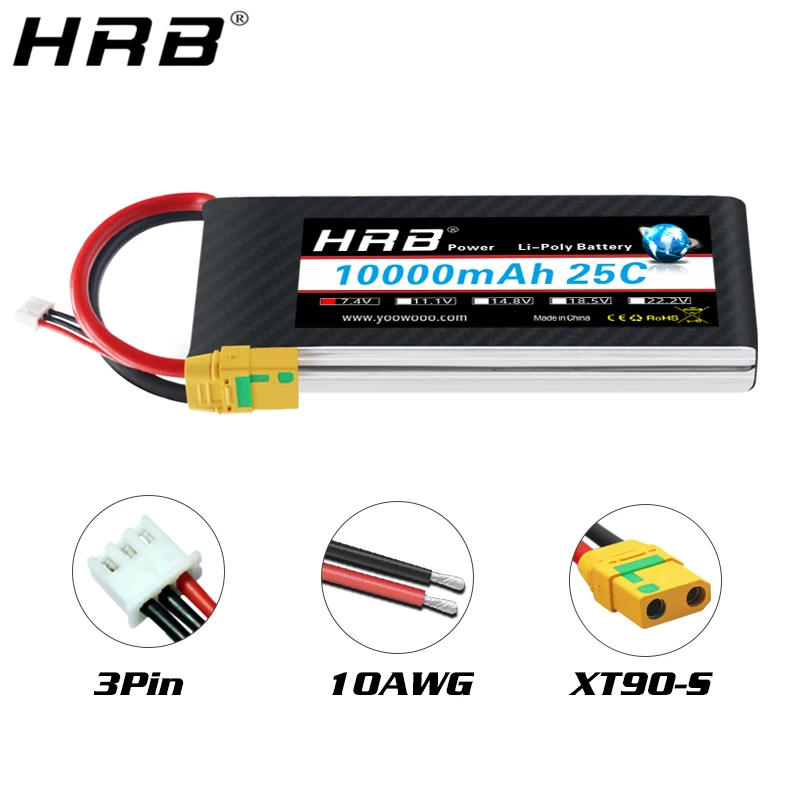 Аккумулятор HRB Lipo 2S 7 4 в 10000 мАч 12000 16000 XT60 T Deans EC5 XT90 S XT150 AS150 25C RC Heli детали для