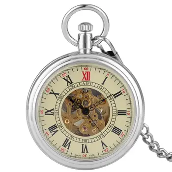 

Utility Self-winding Mechanical Pocket Watch for Male Unique Hollow-out Dial Pocket Watches Quality Rough Chain Pendant Watch
