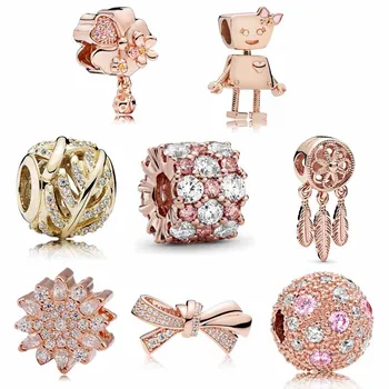 

Rose Flower Feather Spiritual Dream Catcher Arm Candy Cosmic Stars 925 Sterling Silver Beads Fit Pandora Bracelet DIY Jewelry