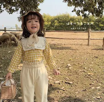 

2020 Baby Girls Embroidery Plaid Shirt Spring Fashion Kids Girls Blouse 1-6 Years