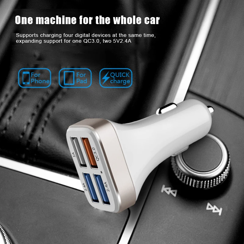 Автомобильное зарядное устройство быстрая зарядка 4 usb порта адаптер для