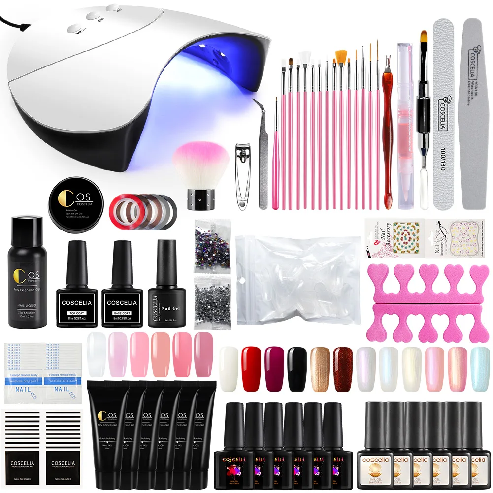 

COSCELIA 36W Nail Set UV LED Dryer Poly Nail Gel Polish Kit Soak Off Manicure Set Lasting Gel Polish Kit For Nail Art Tools